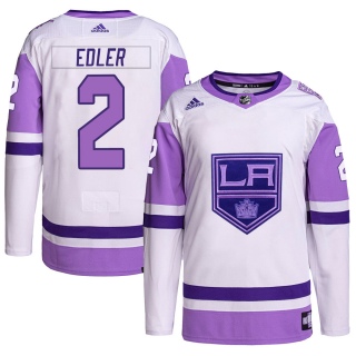 Men's Alexander Edler Los Angeles Kings Adidas Hockey Fights Cancer Primegreen Jersey - Authentic White/Purple