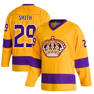 Men's Billy Smith Los Angeles Kings Adidas Classics Jersey - Authentic Gold