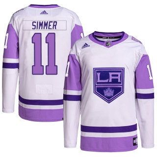 Men's Charlie Simmer Los Angeles Kings Adidas Hockey Fights Cancer Primegreen Jersey - Authentic White/Purple