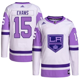 Men's Daryl Evans Los Angeles Kings Adidas Hockey Fights Cancer Primegreen Jersey - Authentic White/Purple