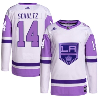 Men's Dave Schultz Los Angeles Kings Adidas Hockey Fights Cancer Primegreen Jersey - Authentic White/Purple