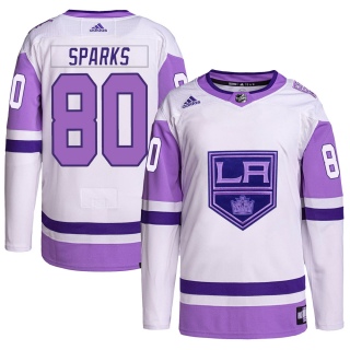 Men's Garret Sparks Los Angeles Kings Adidas Hockey Fights Cancer Primegreen Jersey - Authentic White/Purple