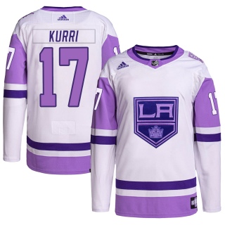 Men's Jari Kurri Los Angeles Kings Adidas Hockey Fights Cancer Primegreen Jersey - Authentic White/Purple