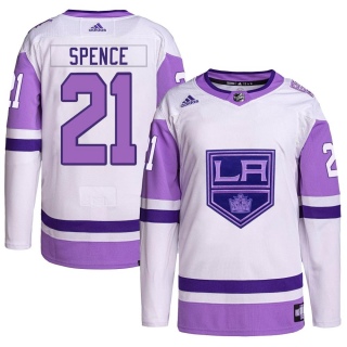 Men's Jordan Spence Los Angeles Kings Adidas Hockey Fights Cancer Primegreen Jersey - Authentic White/Purple