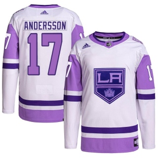 Men's Lias Andersson Los Angeles Kings Adidas Hockey Fights Cancer Primegreen Jersey - Authentic White/Purple
