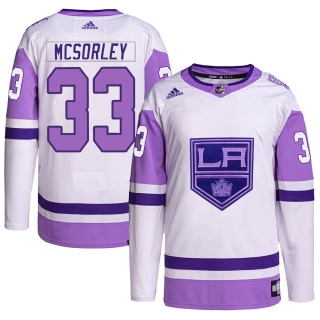 Men's Marty Mcsorley Los Angeles Kings Adidas Hockey Fights Cancer Primegreen Jersey - Authentic White/Purple