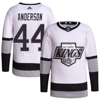 Men's Mikey Anderson Los Angeles Kings Adidas 2021/22 Alternate Primegreen Pro Player Jersey - Authentic White