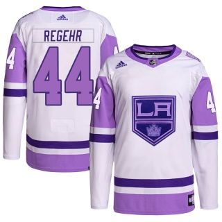 Men's Robyn Regehr Los Angeles Kings Adidas Hockey Fights Cancer Primegreen Jersey - Authentic White/Purple