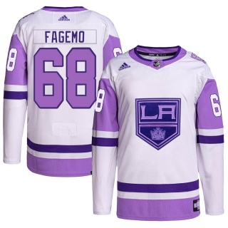 Men's Samuel Fagemo Los Angeles Kings Adidas Hockey Fights Cancer Primegreen Jersey - Authentic White/Purple