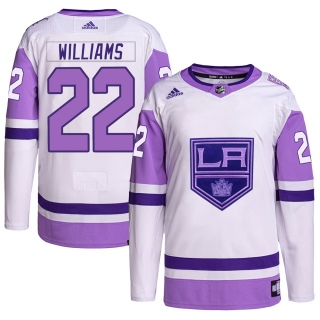 Men's Tiger Williams Los Angeles Kings Adidas Hockey Fights Cancer Primegreen Jersey - Authentic White/Purple