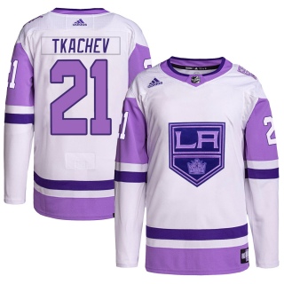Men's Vladimir Tkachev Los Angeles Kings Adidas Hockey Fights Cancer Primegreen Jersey - Authentic White/Purple