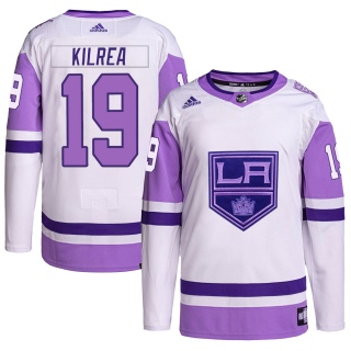 Youth Brian Kilrea Los Angeles Kings Adidas Hockey Fights Cancer Primegreen Jersey - Authentic White/Purple