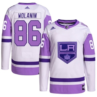 Youth Christian Wolanin Los Angeles Kings Adidas Hockey Fights Cancer Primegreen Jersey - Authentic White/Purple