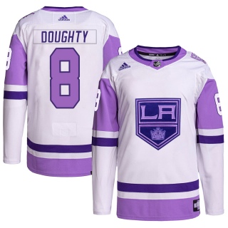 Youth Drew Doughty Los Angeles Kings Adidas Hockey Fights Cancer Primegreen Jersey - Authentic White/Purple