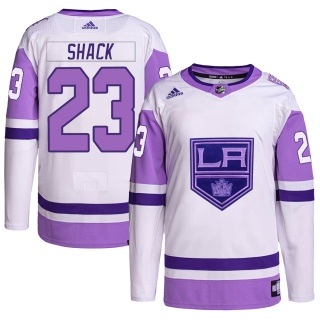 Youth Eddie Shack Los Angeles Kings Adidas Hockey Fights Cancer Primegreen Jersey - Authentic White/Purple