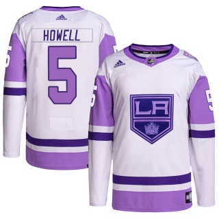 Youth Harry Howell Los Angeles Kings Adidas Hockey Fights Cancer Primegreen Jersey - Authentic White/Purple
